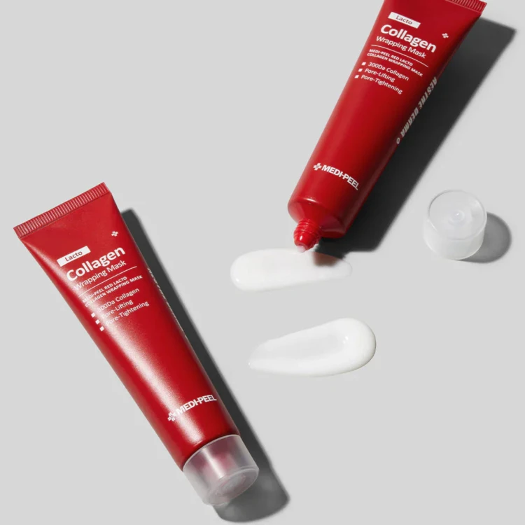 Medi-Peel - Red Lacto Collagen Wrapping Mask - Regenerująca maseczka przeciwstarzeniowa do twarzy z kolagenem - 70ml w aranżacji