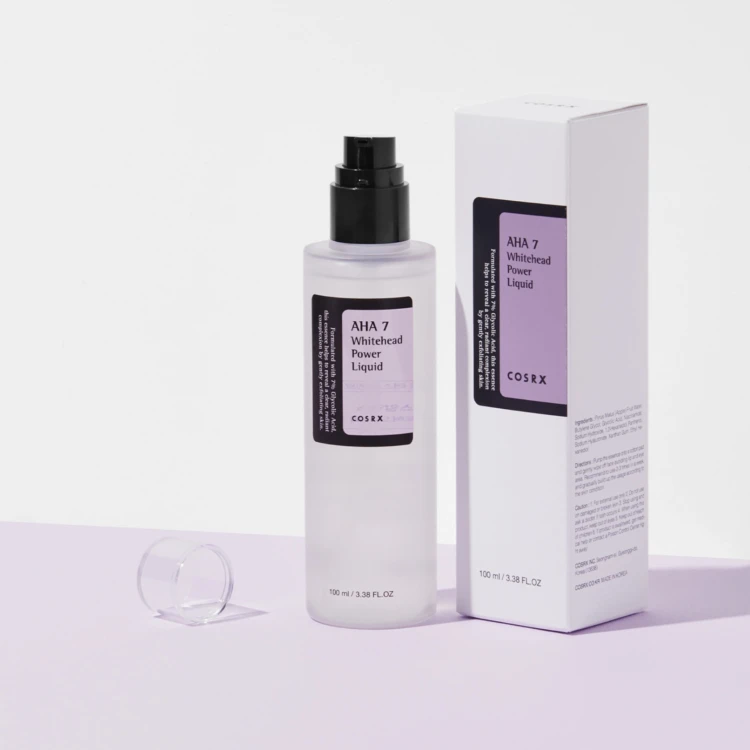 Cosrx - AHA 7 Whitehead Power Liquid - Liquid Płyn złuszczający z naturalnym kwasem AHA przeciw zaskórnikom - 100ml w aranżacji