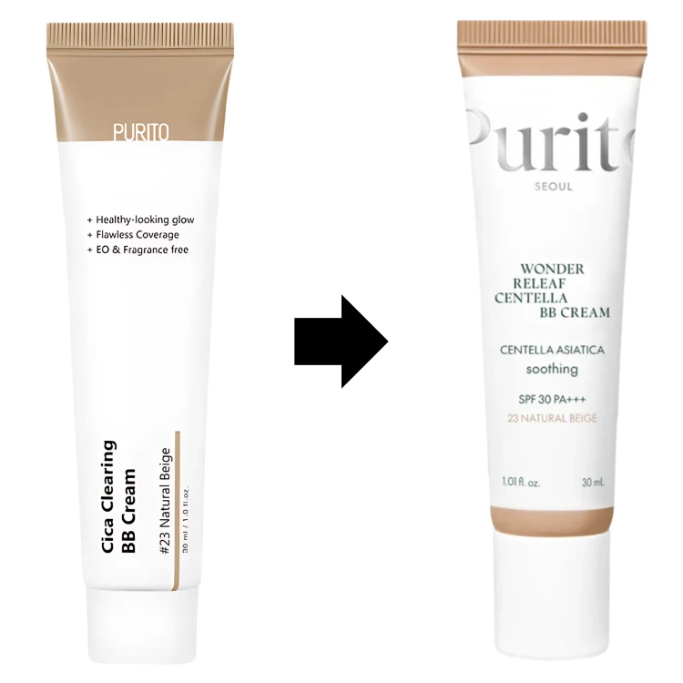 PURITO Cica Clearing BB Cream #23 Natural Beige - Krem BB do twarzy - Naturalny beż - 30ml zmiana opakowania