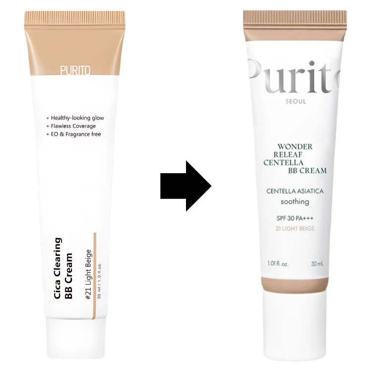 PURITO Cica Clearing BB Cream #21 Light Beige - Krem BB do twarzy - Jasny beż - 30ml zmiana opakowania