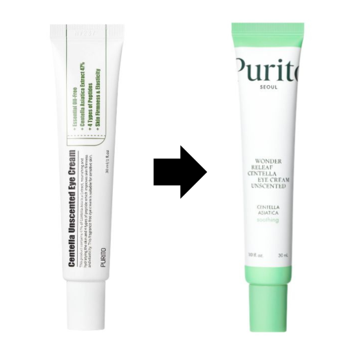 Purito Seoul - Wonder Releaf Centella Eye Cream Unscented - bezzapachowy krem pod oczy z wąkroty azjatyckiej - 30ml zmiana opakowania