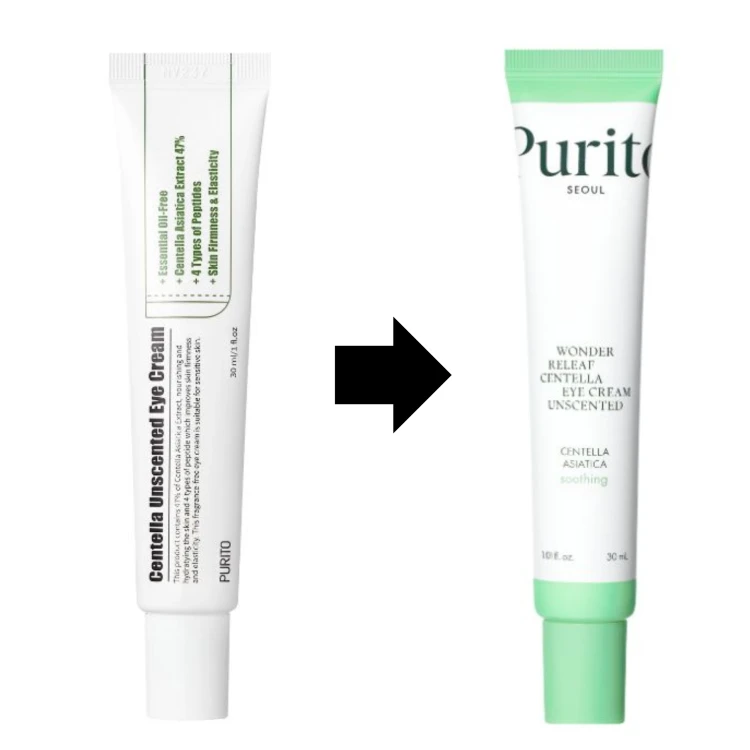 Purito Seoul - Wonder Releaf Centella Eye Cream Unscented - bezzapachowy krem pod oczy z wąkroty azjatyckiej - 30ml zmiana opakowania