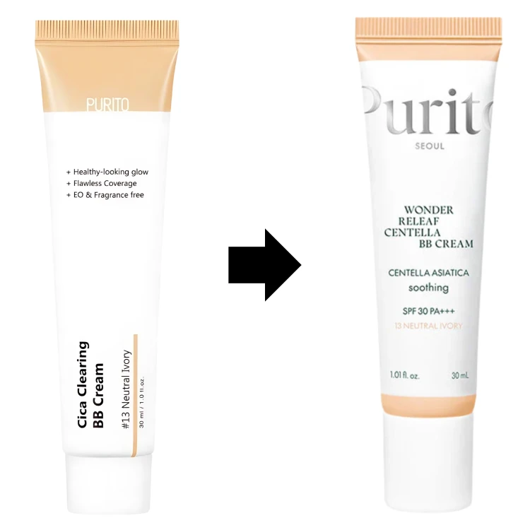 PURITO Cica Clearing BB Cream #13 Neutral Ivory - Krem BB do twarzy - Neutralna kość słoniowa - 30ml zmiana opakowania
