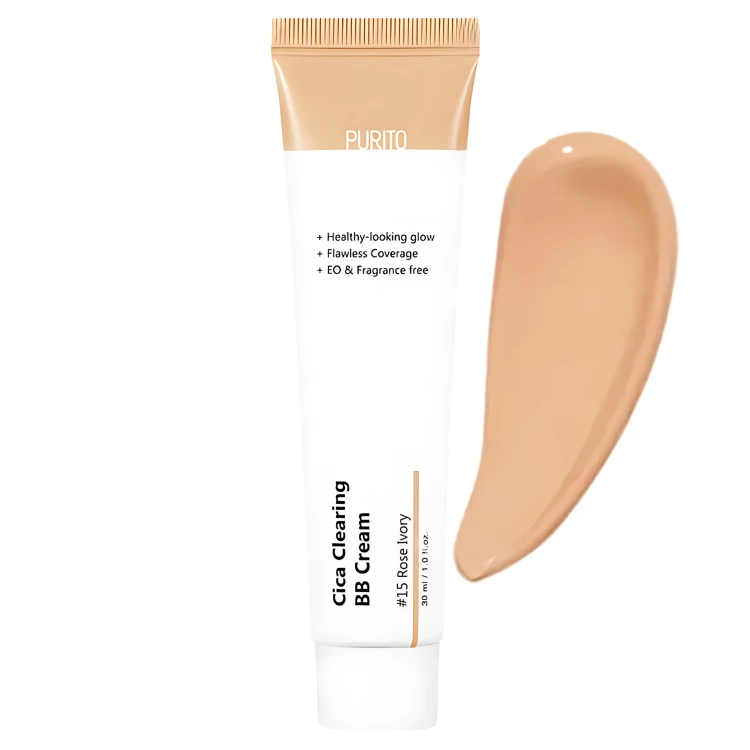 PURITO Cica Clearing BB Cream #15 Rose Ivory - Kryjący krem BB do twarzy - Różowa kość słoniowa - 30ml