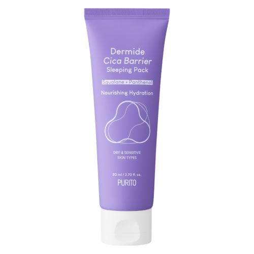 PURITO Dermide Cica Barrier Sleeping Pack - Krem regenerujący do twarzy na noc z ekstraktem z wąkroty azjatyckiej - 80 ml