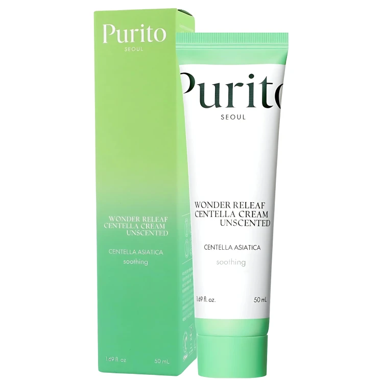 PURITO Wonder Releaf Centella Cream - Bezzapachowy krem z ekstraktem z wąkroty azjatyckiej - 50ml  z opakowaniem