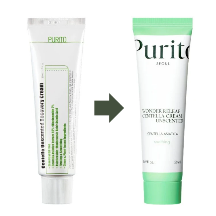PURITO Wonder Releaf Centella Cream - Bezzapachowy krem z ekstraktem z wąkroty azjatyckiej - 50ml  zmiana opakowania