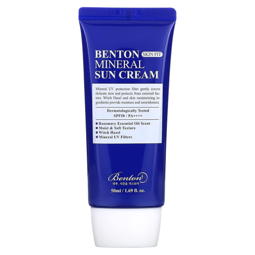 BENTON Skin Fit Mineral Sun Cream SPF50+ PA++++ - Mineralny krem przeciwsłoneczny do twarzy - 50ml