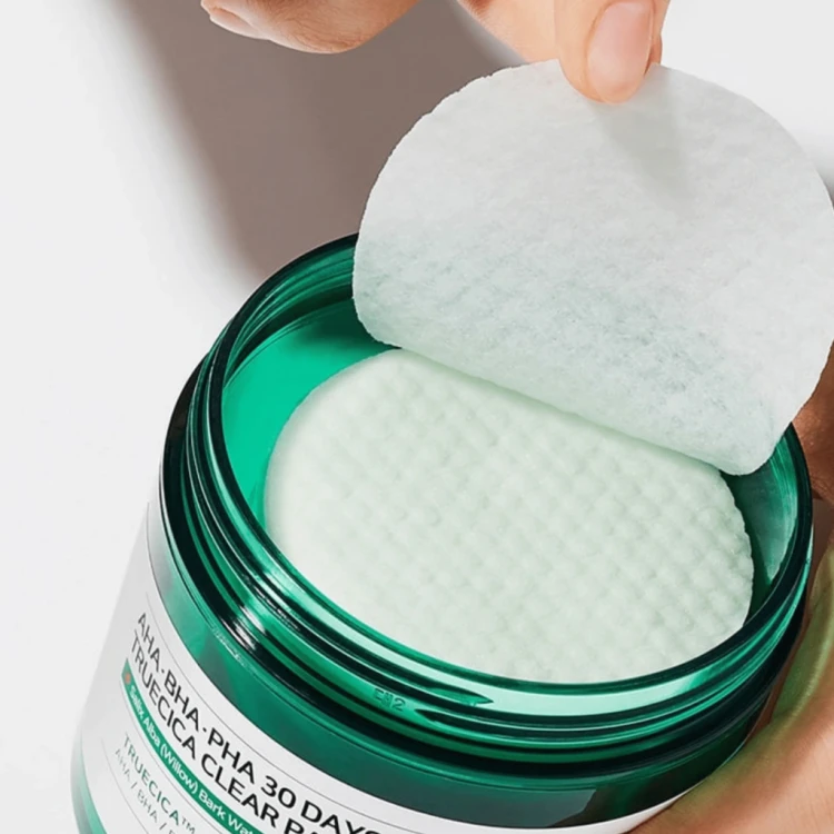 SomeByMi - AHA BHA PHA 30 Days Miracle Truecica Clear Pad - Złuszczające Płatki do Cery Problematycznej - 70szt w użyciu