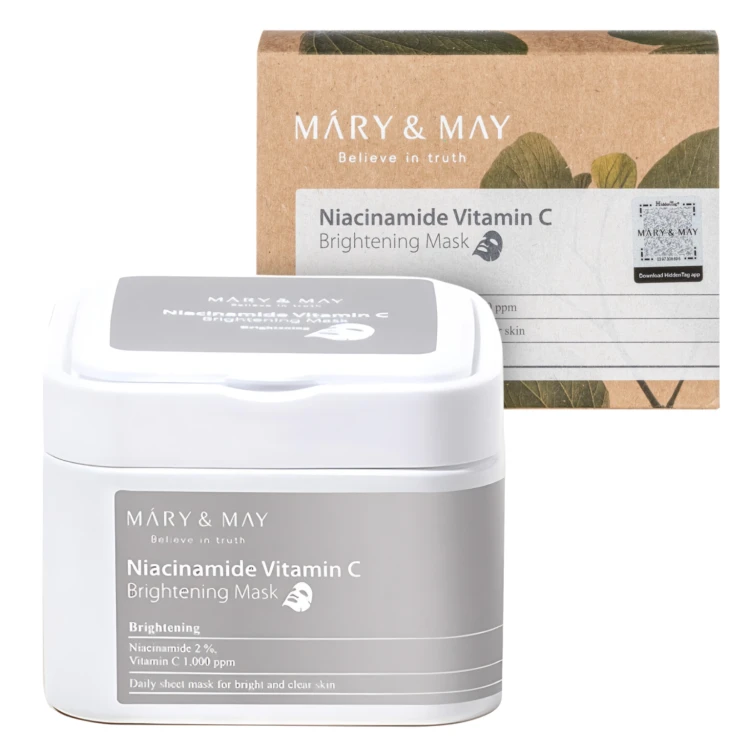 Mary&amp;May - Niacinamide Vitamin C Brightening Mask - Zestaw Rozjaśniających Masek do Twarzy - 30szt
