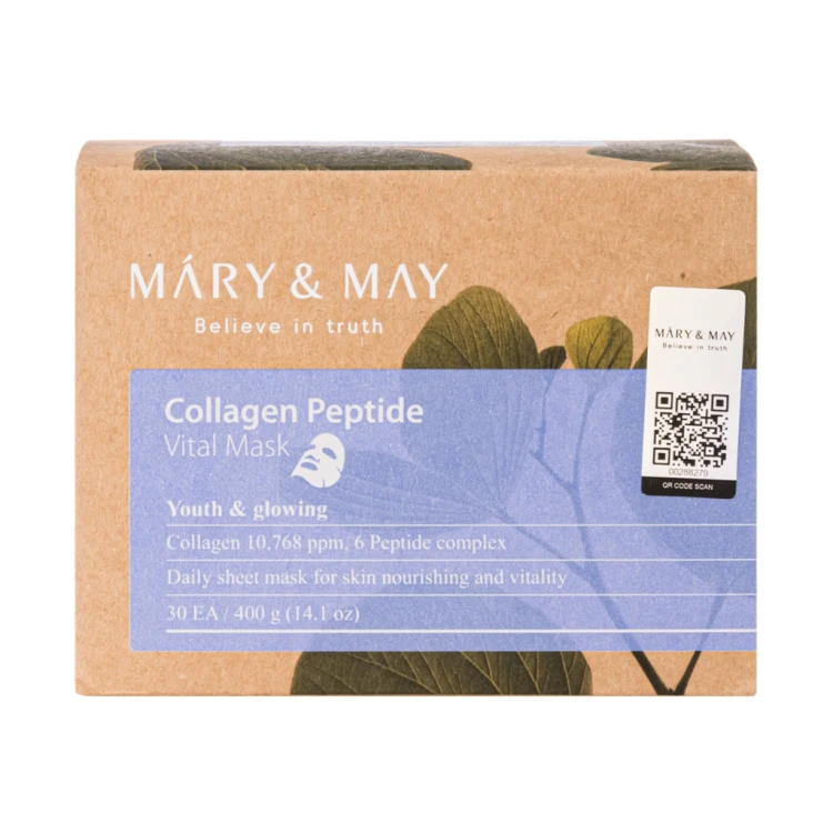Mary&amp;May - Collagen Peptide Vital Mask - Kolagenowe maseczki z peptydami witalnymi - 30szt opakowanie