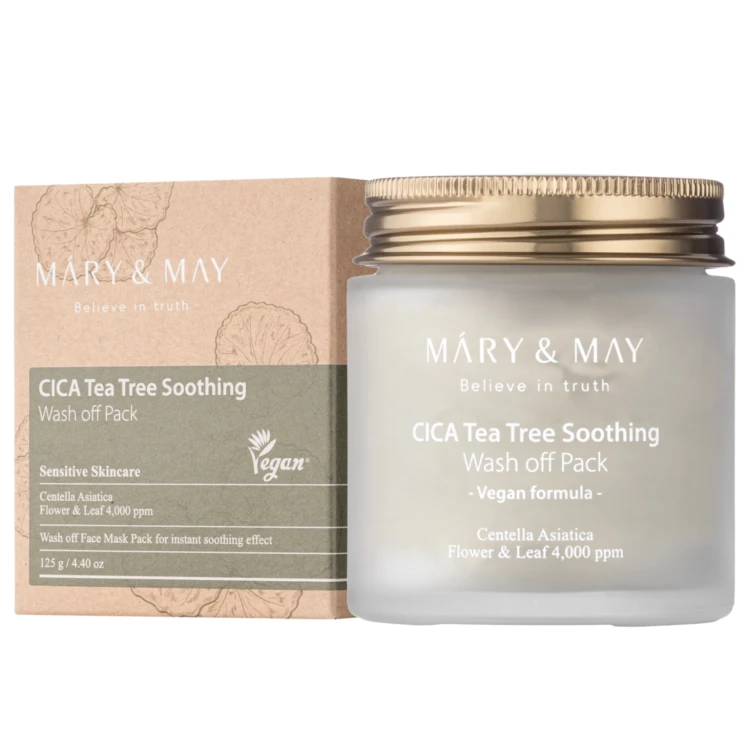 Mary&amp;May - CICA Tea Tree Soothing Wash off Pack - Maseczka Glinkowa - 125g z opakowaniem