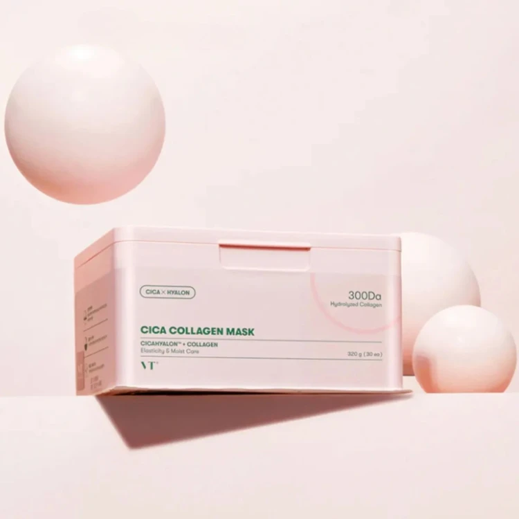 VT Cosmetics - CICA Collagen Mask - Zestaw Ujędrniających Masek do Twarzy w Płachcie - 30szt aranżacja