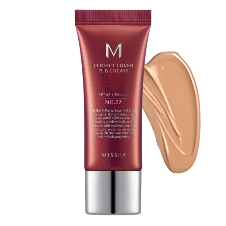 Missha - M Perfect Cover BB Cream SPF42/PA+++ - Kryjący Krem BB - No.27 Honey Beige - 20ml z odcieniem