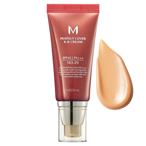 Missha - M Perfect Cover BB Cream SPF42/PA+++ - Kryjący Krem BB - No.25 Warm Beige - 50ml z odcieniem