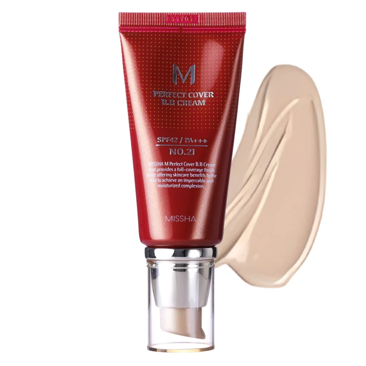 Missha - M Perfect Cover BB Cream SPF42/PA+++ - Kryjący Krem BB - No.21 Light Beige - 50ml z odcieniem